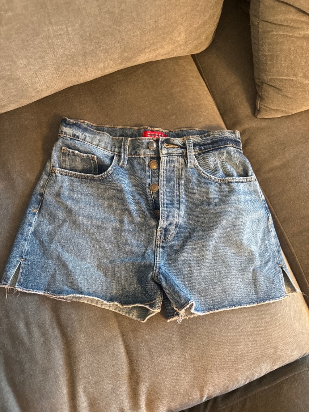 Guess Denim high rise button fly shorts